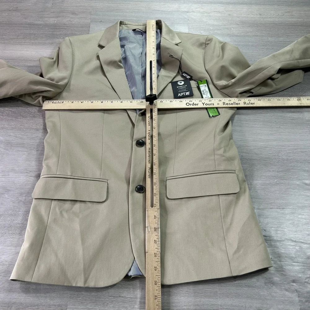 NEW Apt 9 Suit Jacket‎ Mens 40 Beige Cotton Poly Stretch Extra Slim Fit